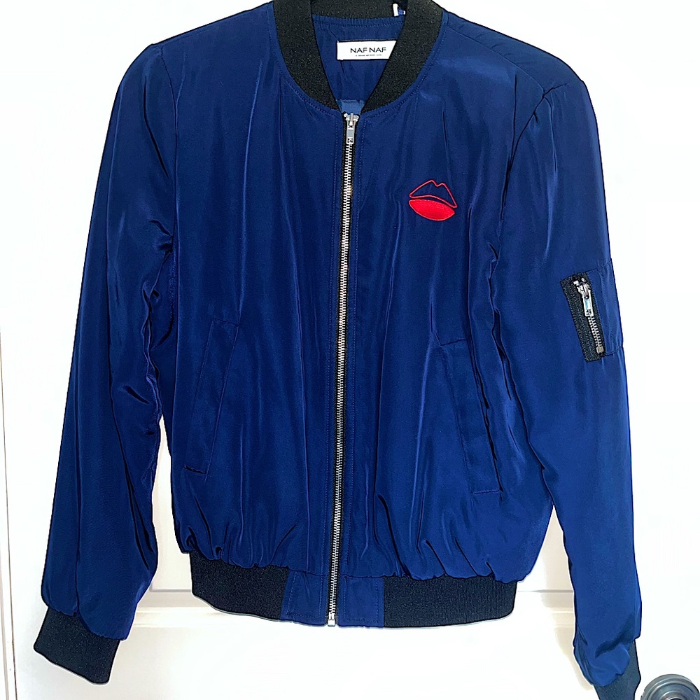 “Amour” navy bomber jacket (NAF NAF)